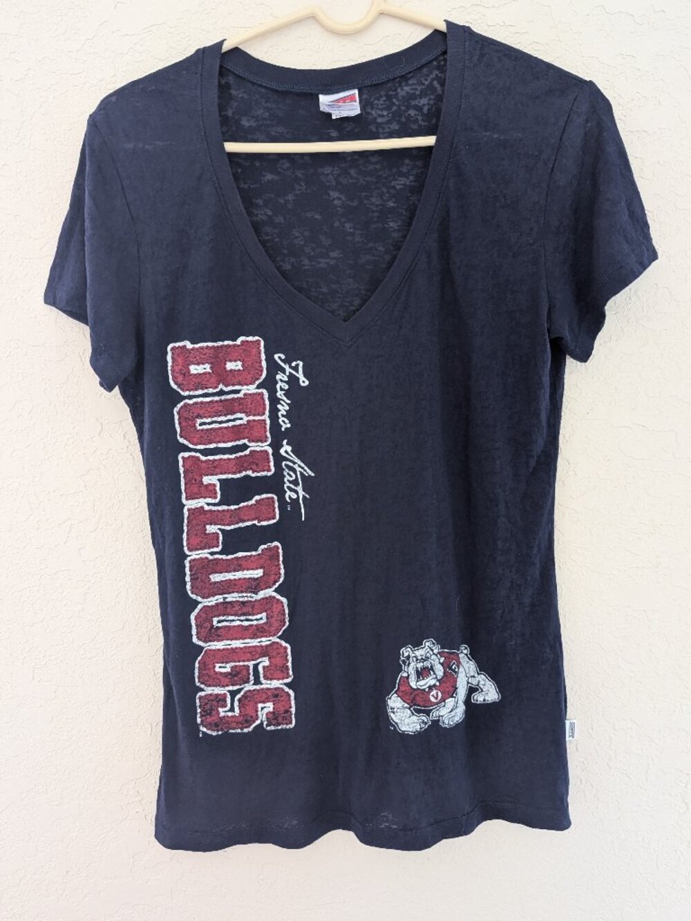 Vintage Fresno State Bulldogs V Neck T Shirt Y2K 2000s Soffe Size L